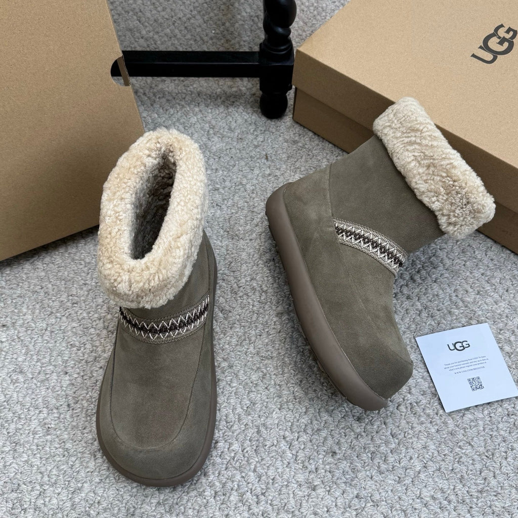 UGG 25ss Ankle Boots Muted Grey Sheep Fur Suede 523104