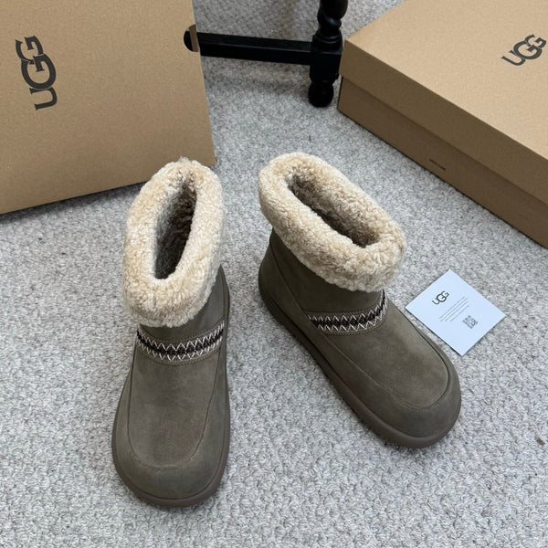 UGG 25ss Ankle Boots Muted Grey Sheep Fur Suede 523104