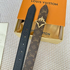 LV FLOWERGRAM 30MM REVERSIBLE BELT IN BLACK EMBOSSED CALFSKIN GOLD HARDWARE