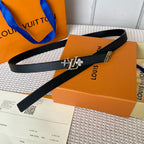 LV GRAM 20 MM REVERSIBLE BELT BLACK CALFSKIN GOLD HARDWARE