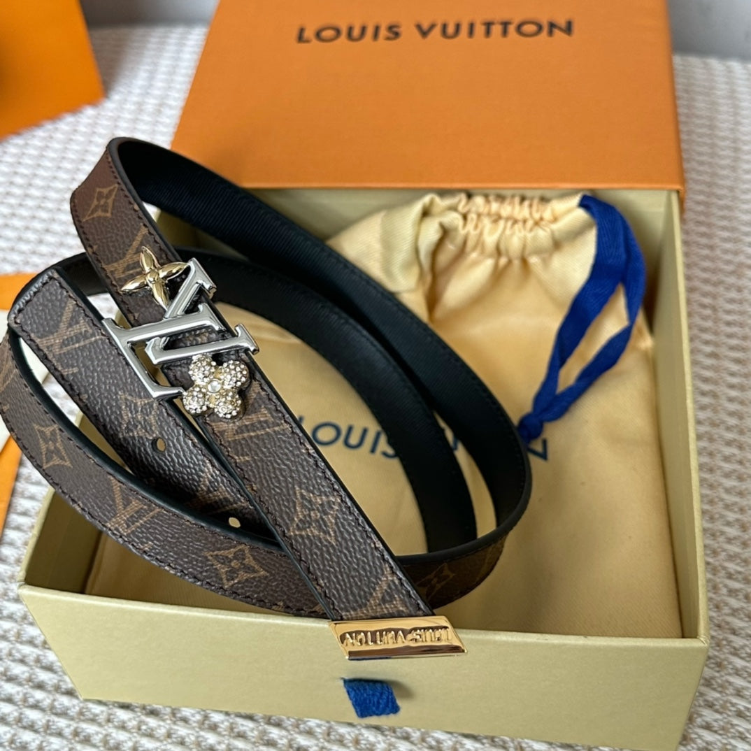 LV GRAM 20 MM REVERSIBLE BELT BROWN MONOGRAM CALFSKIN SILVER HARDWARE