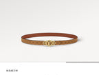 LV S-LOCK BELT 20 MM BROWN MONOGRAM AND AUBURN RED CALFSKIN GOLD HARDWARE