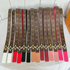 LV Flowergram 30mm Reversible Belt Silver Buckle Beige Brown Leather