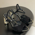 CC 25p Slingback Heel 8cm Black Suede