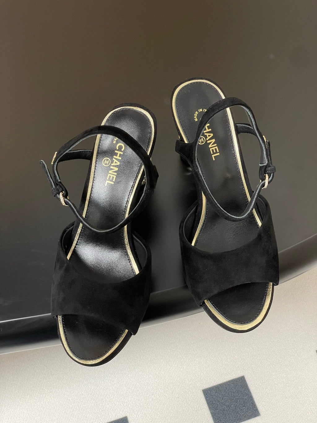 CC 25p Slingback Heel 8cm Black Suede