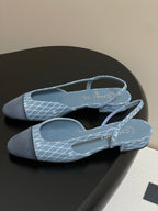 CC 25P Light Blue Black Quilted Denim