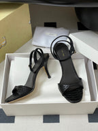 The Row 25S Strap High Heel Sandals 85mm Black Snake Pattern Cowhide 286189