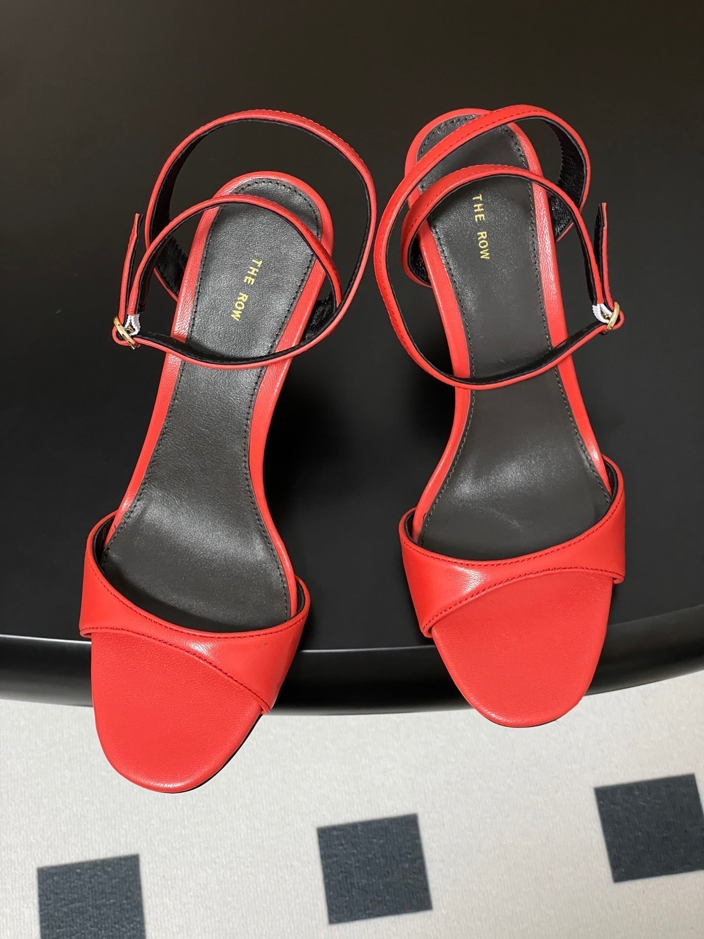 The Row 25S Strap High Heel Sandals 85mm Red Sheepskin 286190