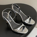 The Row 25S Strap High Heel Sandals 85mm Black Mix Gold Metallic Cowhide 286193