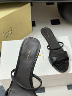 The Row 25S Strap High Heel Mule Sandals 35mm Black Snake Pattern Cowhide 286213