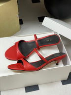 The Row 25S Strap High Heel Mule Sandals 35mm Red Sheepskin 286214