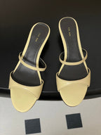 The Row 25S Strap High Heel Mule Sandals 35mm Beige Sheepskin 286215