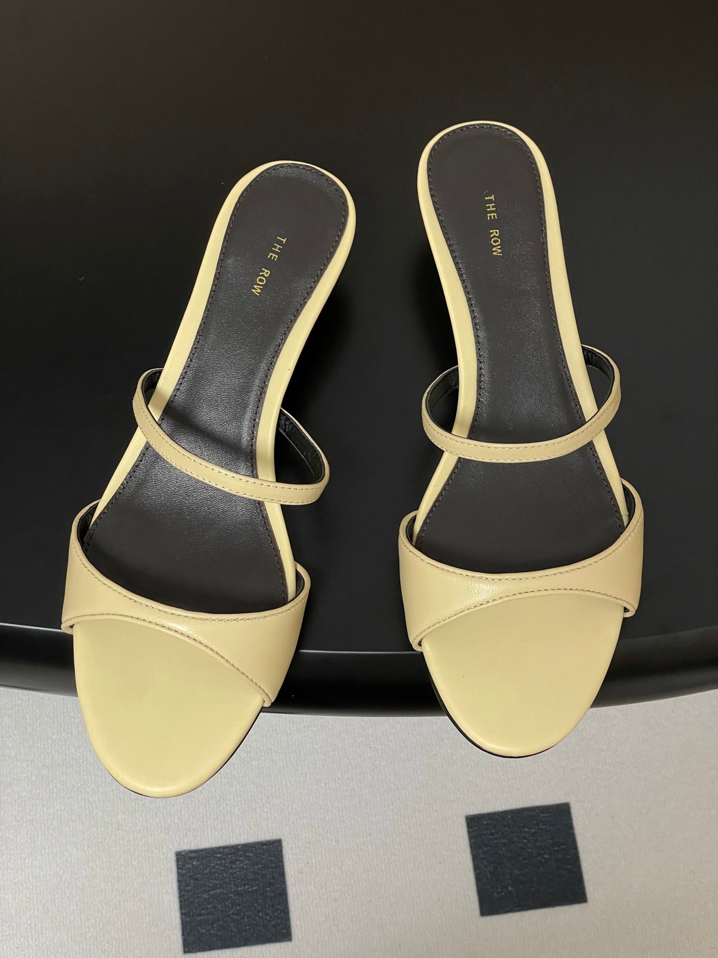 The Row 25S Strap High Heel Mule Sandals 35mm Beige Sheepskin 286215