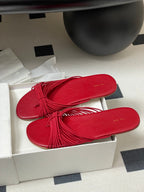 The Row Sara Slide Sandal In Red Elastic And Leather 345203
