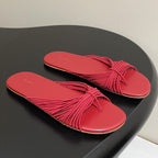 The Row Sara Slide Sandal In Red Elastic And Leather 345203