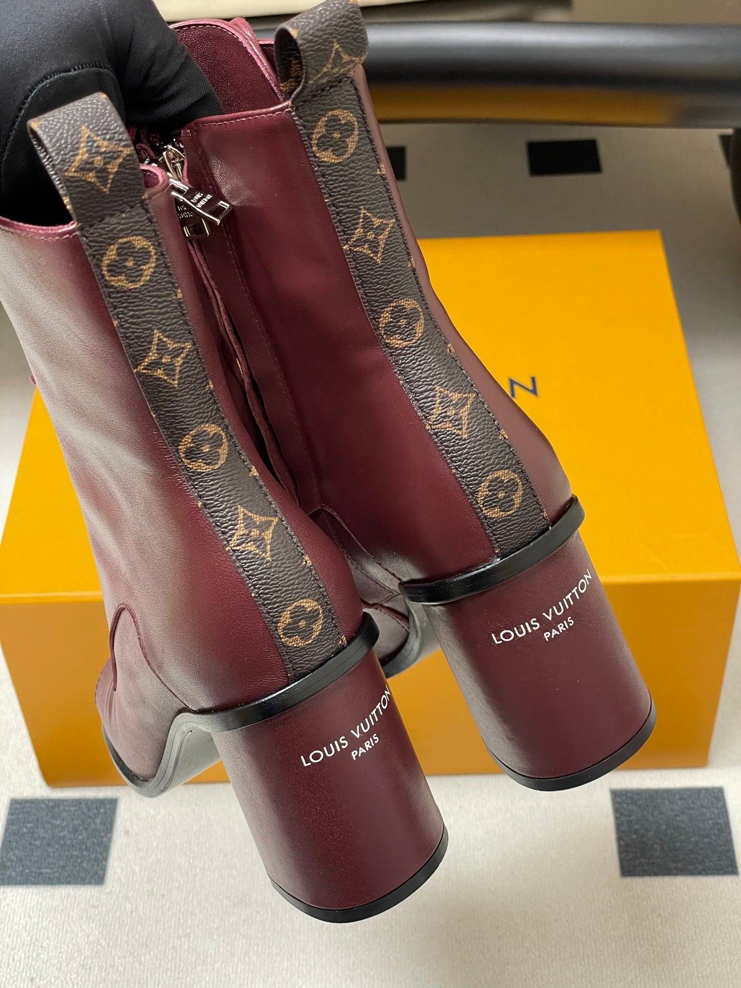 LV Berlin Open Toe Ankle Boot 85mm Bordeaux Red Calfskin 416732