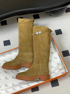 HM Jumping Boots Light Tan Kelly Buckle Suede 423266