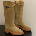 HM Jumping Boots Light Tan Kelly Buckle Suede 423266