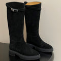 HM Jumping Boots Black Kelly Buckle Suede 423267