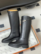 HM Jumping Boots Black Kelly Buckle Cowhide Leather