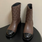 CC 25FW Double C Buckle Short Boot 25mm Brown Black Sheepskin 423143