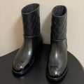 CC 25FW Double C Buckle Short Boot 25mm Black Sheepskin 423144
