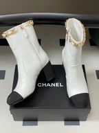 CC 25B Chain Short Boot 70mm Black White Denim Cowhide 423148