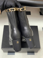 CC 25B Chain Short Boot 70mm Black Denim Cowhide 423149