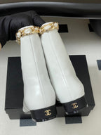 CC 25B Chain Short Boot 25mm Black White Denim Cowhide 423153