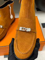 HM Short Boots 25mm Kelly Buckle Rich Burnt Orange Suede