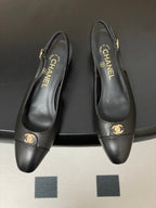 Chanel 25 Slingback 30mm Black Lambskin 473215