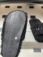 Balenciaga Classic Buckle Slippers Black Wool 535030