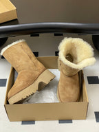 UGG Esmee Boot 70mm Light Brown White Wool Suede 522218
