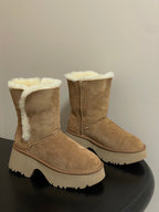UGG Esmee Boot 70mm Light Brown White Wool Suede 522218