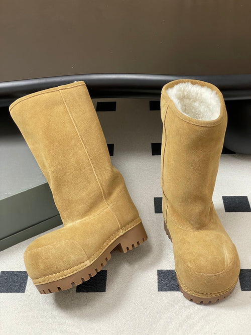 Balenciaga High Snow Boots Beige Suede 535031