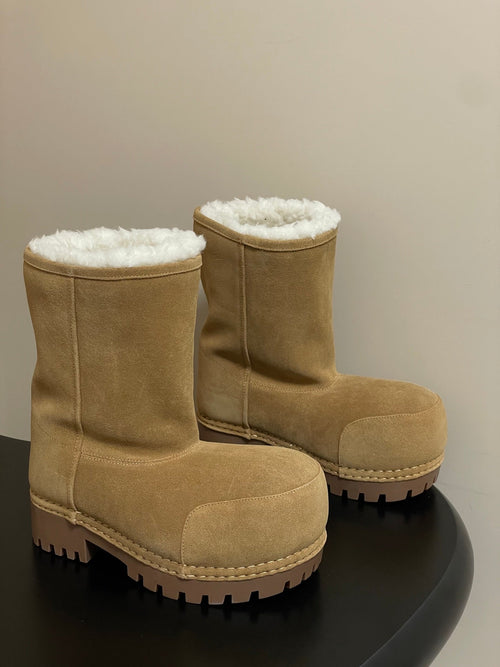 Balenciaga Low Snow Boots Beige Suede 535034