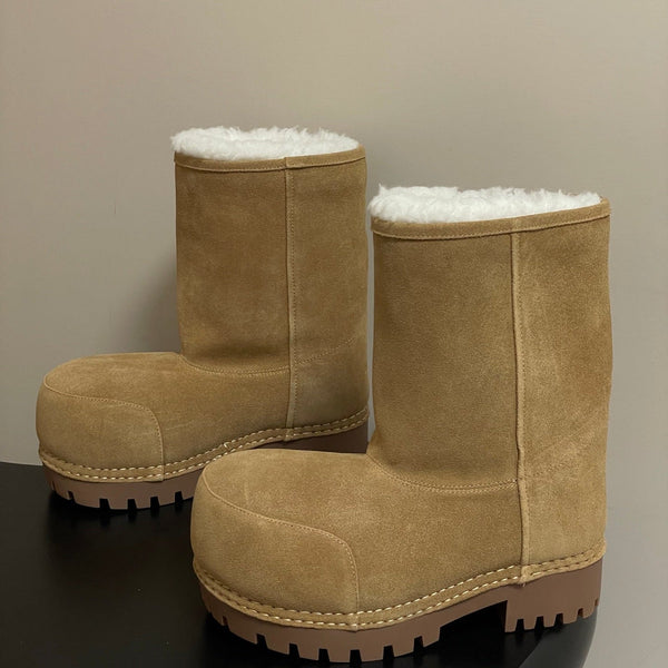 Balenciaga Low Snow Boots Beige Suede 535034