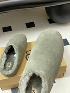 UGG Elea Slip-On Sandals Grayish Olive Wool Suede 525946