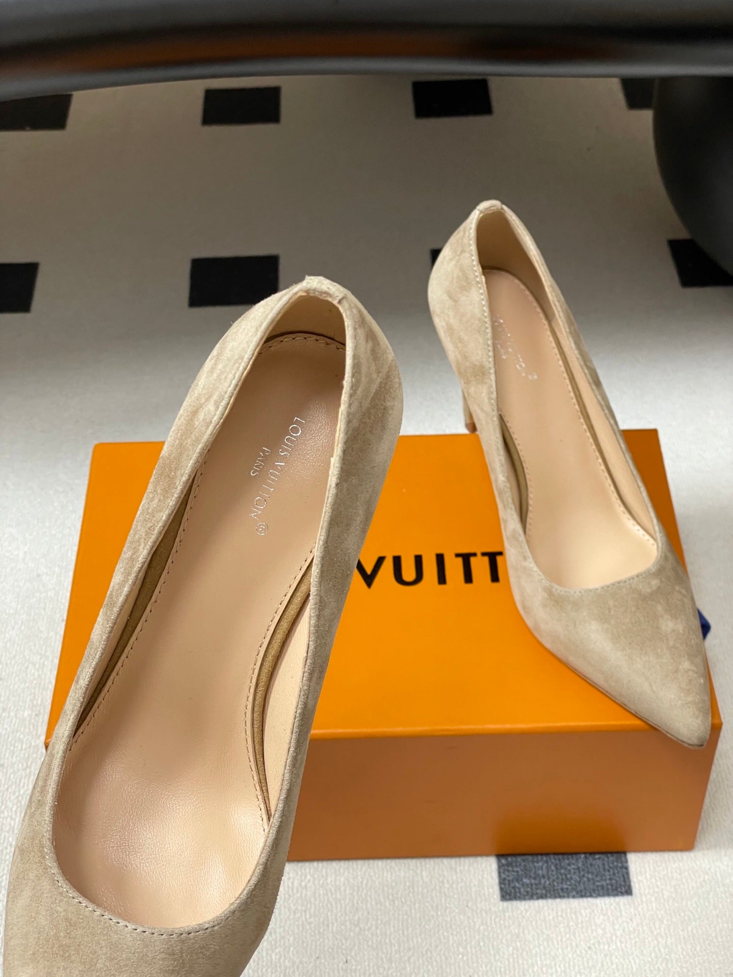LV GALA High Heels Flats Series 85mm Beige  Suede 534539