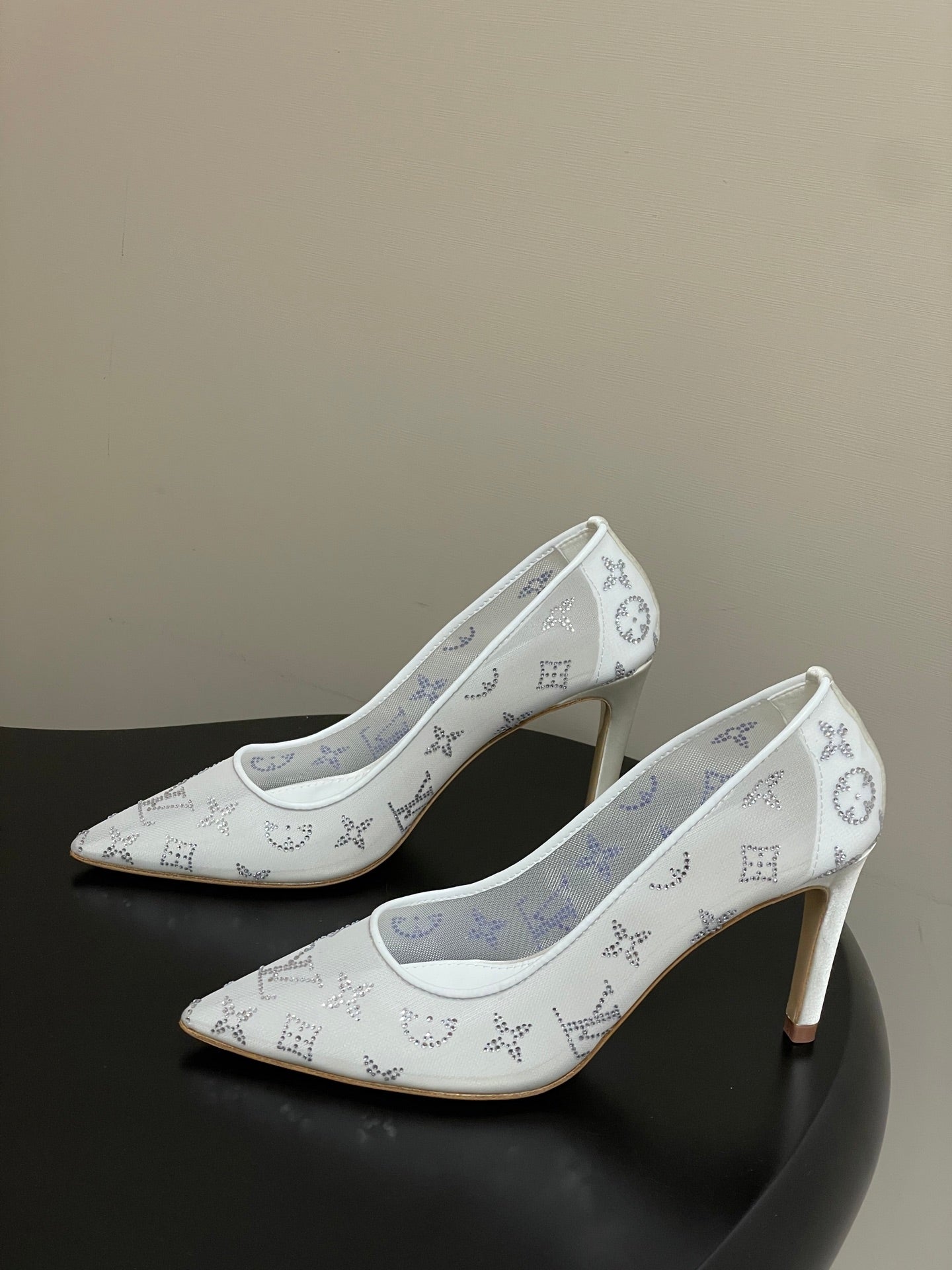 LV Gala High Heels Nude Beige Mesh  Monogram Strass 525721