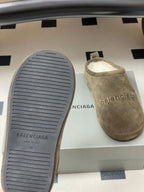 Balenciaga Mule Slip-On Taupe Suede Wool 534532