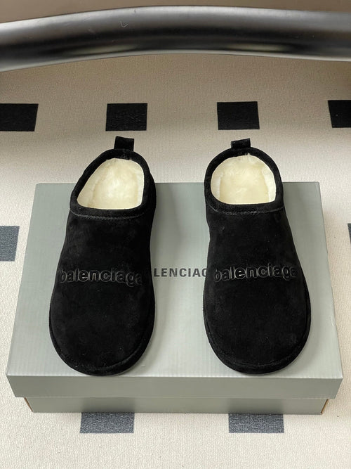 Balenciaga Mule Slip-On Black Suede Wool