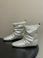LV 25Fw Nomad Slip-on Ankle Boots Flat Silver Grain Leather Wool-lined 534593