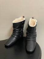 LV 25Fw Nomad Slip-on Ankle Boots Flat Black Grain Leather Wool-lined 534594 .