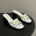CD 26 Chunky Heel Sandals 50 White Leather 593525