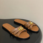 CD 26 Chunky Heel Sandals Tan Leather 593530