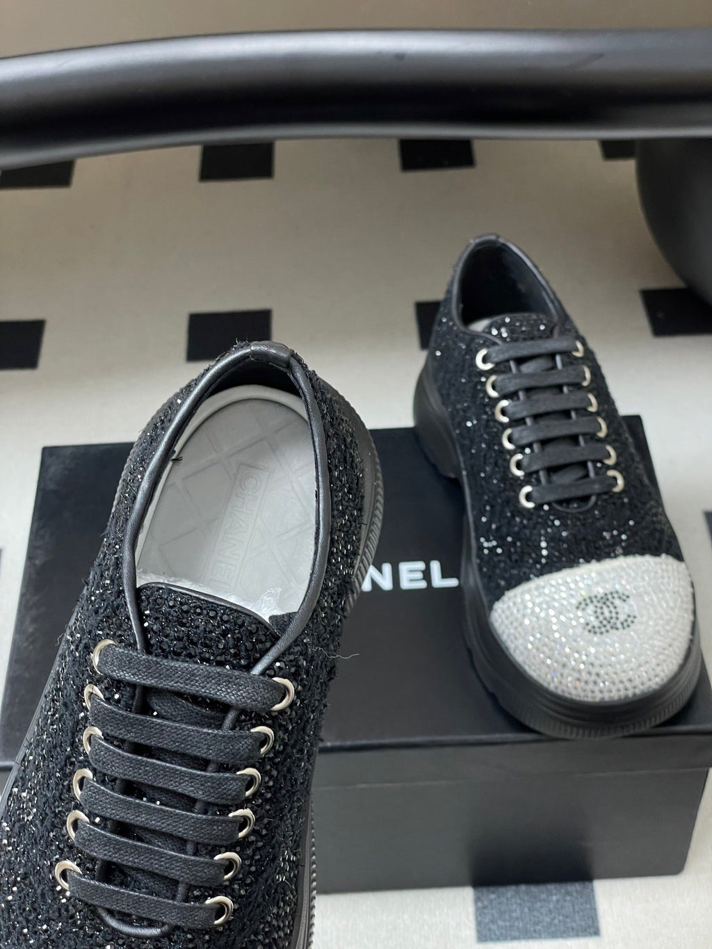 CC 26 Platform Sneaker Black Sequin-embellished Leather 593347