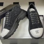 CC 26 Platform Sneaker Black Sequin-embellished Leather 593347