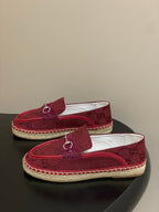 GG 26ss Slip-on Loafers Red  Double G Canvas 593493