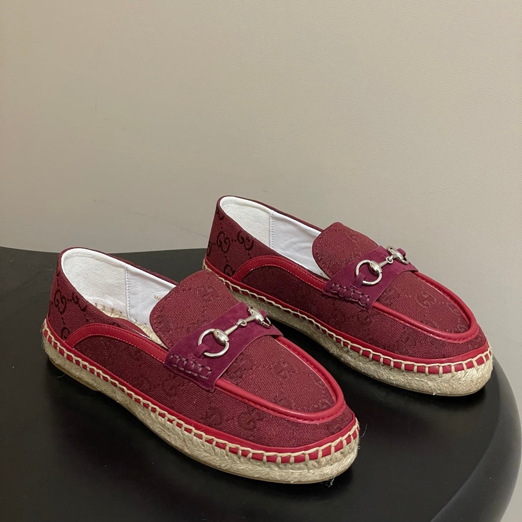 GG 26ss Slip-on Loafers Red Double G Canvas 593493